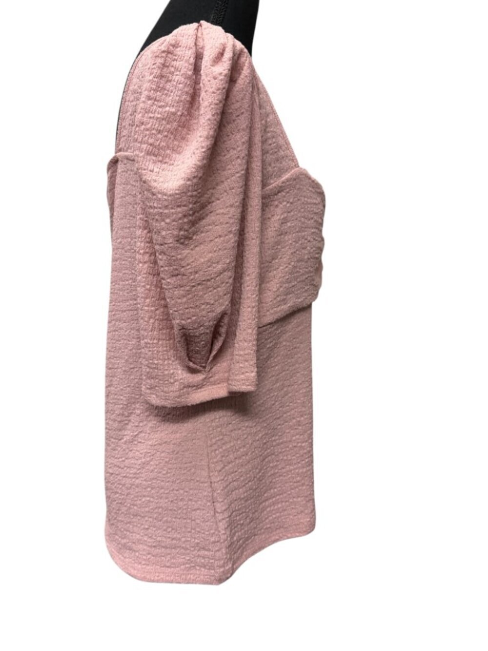 Marc New York Andrew Marc Blush Pink Textured Puff Sleeve Sweetheart Neck Top L - Picture 5 of 9